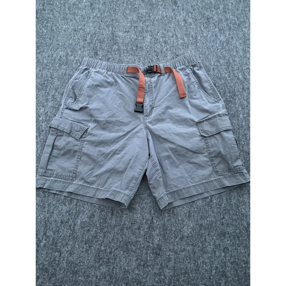 Eddie Bauer Cargo Shorts Men Large Elastic Waist Belted Cotton‎ Outdoors Hiking